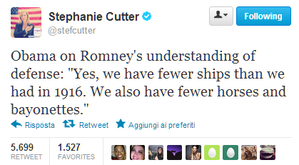 Stephanie Cutter tweets % name Obama vince su Twitter tra cavalli e baionette