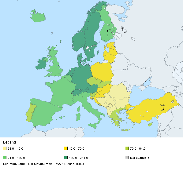 Eurostat Map tec00114 26104333355 download tmp embed e1372845963149 Reddito UE: chi sale e chi scende