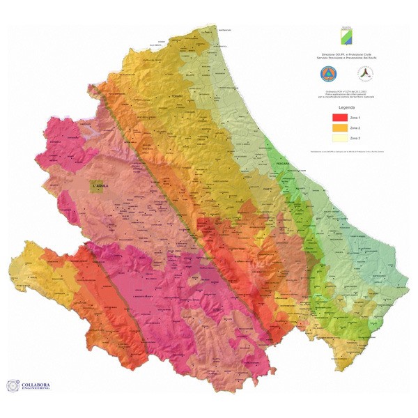 Mappa di paragone tra rischio sismico e classificazione in zone