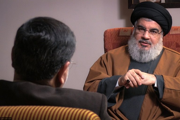Hassan Nasrallah during a discussion with officials from supreme leader of Iran Ali Khamenei's office Hassan Nasrallah during a discussion with officials from supreme leader of Iran Ali Khamenei's office